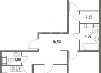 Трехкомнатная квартира на продажу, 87 м2, Мурино, проспект Авиаторов Балтики, 23к3