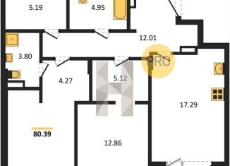 2-ком. квартира на продажу, 80.4 м2, Воронеж