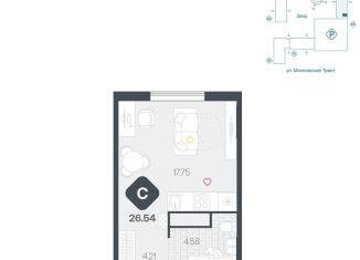 Квартира на продажу студия, 26.5 м2, Тюмень