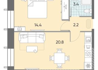 Продам 1-ком. квартиру, 40.8 м2, Москва, жилой комплекс Зиларт, 18/19/27, станция ЗИЛ