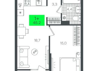 Продается 1-ком. квартира, 45.2 м2, Тюмень, Калининский округ