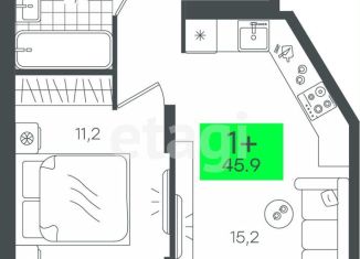 Продаю 1-комнатную квартиру, 45.9 м2, деревня Дударева, улица Сергея Джанбровского, 2