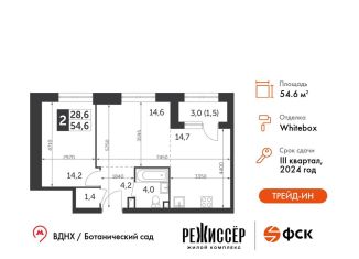 Продажа 2-комнатной квартиры, 54.6 м2, Москва, улица Вильгельма Пика, 1, метро Ботанический сад