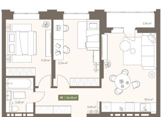 Продажа двухкомнатной квартиры, 54.5 м2, Кемерово, Московский проспект, 23А