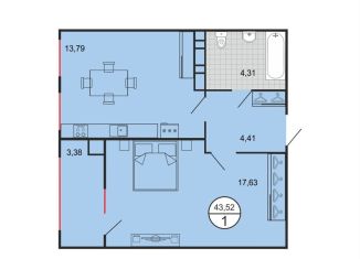 Продажа 1-ком. квартиры, 44 м2, Ставрополь