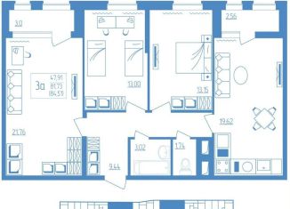 Продажа трехкомнатной квартиры, 84.5 м2, Мордовия, улица Косарева, 15А