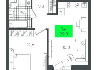 Продажа однокомнатной квартиры, 39.3 м2, Тюмень, ЖК Гранд Квартал, улица Василия Малкова, 17