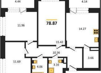 Продам трехкомнатную квартиру, 78.9 м2, Воронеж