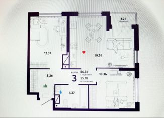 Продам 3-ком. квартиру, 56.8 м2, Екатеринбург, Октябрьский район