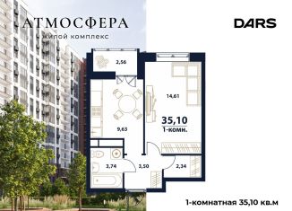 Продается однокомнатная квартира, 35.1 м2, Ульяновск, жилой комплекс Атмосфера, 5