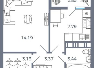 Продаю 1-комнатную квартиру, 34.8 м2, село Николаевка