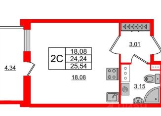 Продается квартира студия, 25.5 м2, Санкт-Петербург, метро Площадь Мужества, Светлановский проспект, 14к1