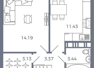 Продаю 1-ком. квартиру, 35.6 м2, Самарская область