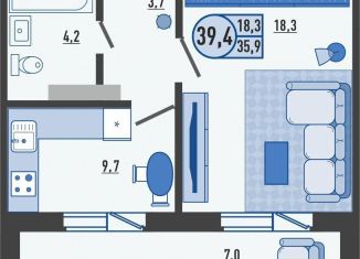 1-комнатная квартира в аренду, 39.8 м2, деревня Жилина, Яблоневая улица, 1к3