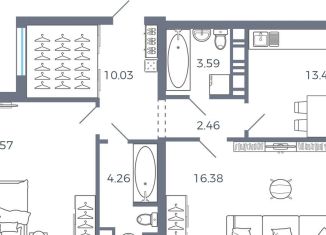 Продаю двухкомнатную квартиру, 72.6 м2, село Николаевка