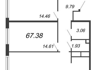 Продается 2-ком. квартира, 67.4 м2, Санкт-Петербург, проспект Большевиков, уч3