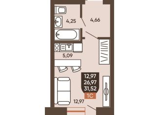 Продаю квартиру студию, 29.3 м2, Новосибирская область, Новоуральская улица, 10