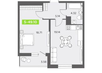 Продается 1-комнатная квартира, 49.1 м2, Санкт-Петербург, ЖК Аквилон Залив