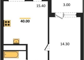 Продаю 1-ком. квартиру, 40.1 м2, Воронеж, Железнодорожный район