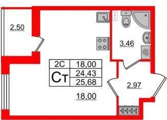 Продается квартира студия, 24.4 м2, Санкт-Петербург, Московский район, Пулковское шоссе, 95к3