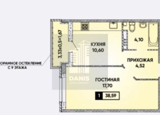 Продам 1-ком. квартиру, 37.1 м2, Краснодар, микрорайон Достояние, улица Григория Булгакова, 6