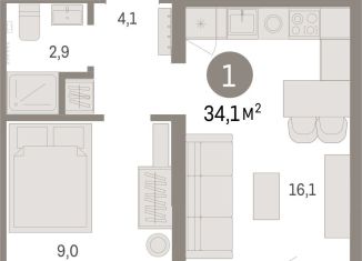 Продаю однокомнатную квартиру, 34.1 м2, Екатеринбург