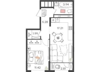 Продам 1-ком. квартиру, 42.7 м2, Нижний Новгород