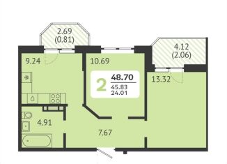 Продаю 2-комнатную квартиру, 50 м2, Краснодар, улица Красных Партизан, 1/4к16, микрорайон Славянский