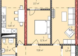 2-ком. квартира на продажу, 66 м2, Грозный, улица Расковой, 71