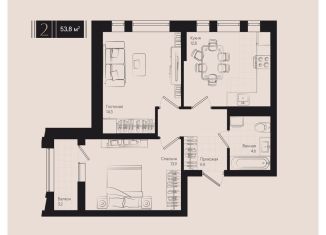 Продается 2-ком. квартира, 53.8 м2, Краснодарский край