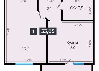 Продам 1-ком. квартиру, 33.1 м2, Ставрополь, улица Южный Обход, 53В