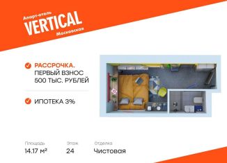 Квартира на продажу студия, 14.2 м2, Санкт-Петербург, метро Московская, улица Орджоникидзе, 44А