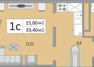 Продается однокомнатная квартира, 33.4 м2, Оренбург, жилой комплекс Осенний Лист, 6, Промышленный район