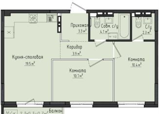 Продается 2-ком. квартира, 54.2 м2, село Первомайский, ЖК Город Оружейников, улица Строителя Николая Шишкина, 6/4