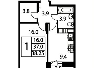 Продается 1-ком. квартира, 38.3 м2, Домодедово