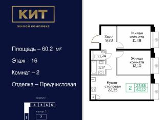 Продажа двухкомнатной квартиры, 60.2 м2, Мытищи, ЖК Кит, Новомытищинский проспект, 4А