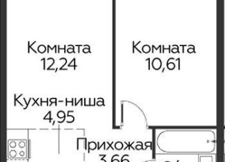 Однокомнатная квартира на продажу, 35.3 м2, Одинцово