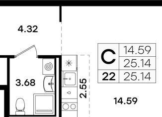 Продается квартира студия, 25.1 м2, Татарстан