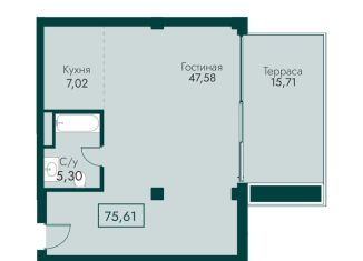 2-комнатная квартира на продажу, 75.6 м2, поселок городского типа Массандра, улица Мухина, 17А