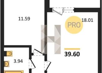 1-ком. квартира на продажу, 39.6 м2, Воронеж, Ленинский район