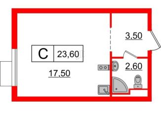 Квартира на продажу студия, 23.6 м2, Санкт-Петербург, метро Фрунзенская, жилой комплекс Витебский Парк, 5