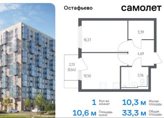 Продажа однокомнатной квартиры, 33.3 м2, село Остафьево, жилой комплекс Остафьево, к17