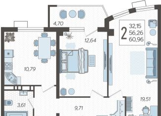 Продаю 2-комнатную квартиру, 61 м2, Краснодар, Карасунский округ, Уральская улица, 100/8