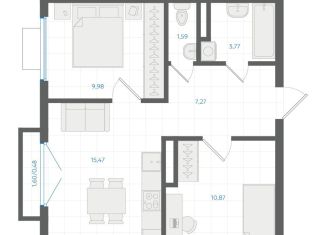 Продажа 2-ком. квартиры, 49.4 м2, Екатеринбург, метро Чкаловская