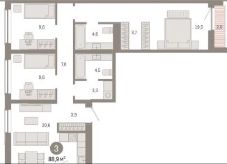 Продается 3-комнатная квартира, 88.9 м2, Новосибирск