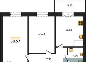 Продам двухкомнатную квартиру, 58.6 м2, Воронеж, Цимлянская улица, 10В