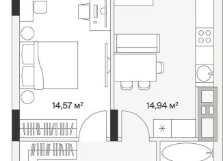 Продам 1-комнатную квартиру, 44.7 м2, поселок Малое Исаково