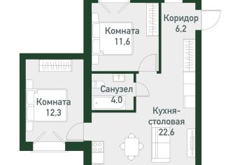 Продается 2-комнатная квартира, 56.2 м2, Челябинская область