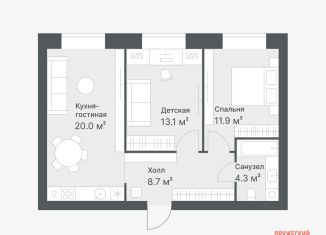 2-комнатная квартира на продажу, 58 м2, Тюмень