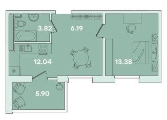 Продаю квартиру со свободной планировкой, 41.3 м2, Иркутск, улица Петрова, 16